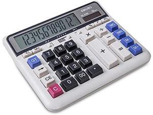 DouMi Calculator Standard Function Scientific Electronics Desktop Financial Scientific Office Calculator, Big Button 12 Handheld for Daily and Basic Office (White)