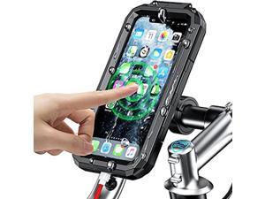 KEWIG Bike Phone Mount Waterproof, Motorcycle Phone Mount with Aluminum Alloy Handlebar Mount Base & Touch-Screen, 360 Rotation Bike Phone Holder Suitable for 5.5'' - 7.0'' Cellphones