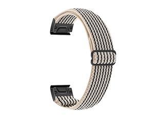 Adjustable Nylon Elastic Bands Compatible with Garmin Fenix 5/Fenix 5plus/Fenix 6/Fenix 6pro/Forerunner 935, 22mm Width Breathable Replacement Band for Forerunner 945/Approach s60 (Black Stripe)