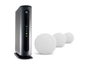 Motorola WiFi 6 Mesh (3 Pack) + Cable Modem Bundle - Q11 WiFi 6 Mesh System (3 Pack) and MB7621 Cable Modem | Approved for Comcast Xfinity, Cox, Spectrum | AX3000 WiFi | DOCSIS 3.0