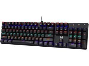 Mechanical Gaming Keyboard RGB LED Rainbow Backlit Wired Keyboard with Red Switches for Windows Gaming PC (104 Keys, Black) Mechanical Gaming Keyboard RGB LED Rainbow Backlit Wired Keyboard with Red Switches for Windows Gaming PC (104 Keys, Black)