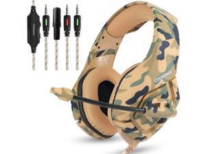 Stereo Surround PC Gaming Headset for PS4 New Xbox One with Mic Headphones Gaming Headphone with Microphone and Noise Canceling & LED Light, Memory Earmuffs for PS4, Xbox One, PC(Yellow)