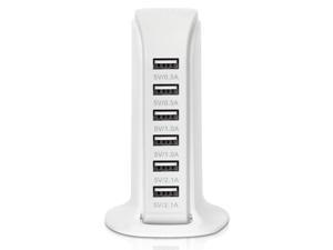 6-port Sailboat Charger, Intelligent Power Strip 6usb ChargingUSB Tower Power Adapter Smart IC Tech Charging Station with Quick Charge 2.1 for Phone, Tablets