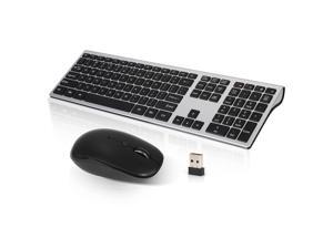 SL-Wireless Keyboard And Mouse Combo Ultra Slim Full Size 2.4GHz Quiet Cordless Keyboard Mouse Sets USB Unifying Receiver For PC
