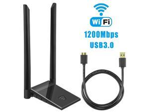 USB WiFi Adapter, Wireless 1200Mbps Network Adapter WiFi Dongle 6dBi Antenna For Laptop Desktop PC Support Windows 10/8.1/7 /XP/Vista/Mac OS