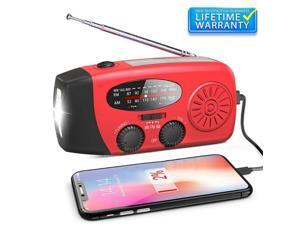 Greatlizard Emergency Solar Hand Crank Portable Radio, NOAA Weather Radio for Household and Outdoor Emergency with AM/FM, LED Flashlight, Reading Lamp, 2000mAh Power Bank USB Charger