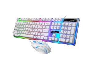 Wired Gaming Keyboard Rainbow Backlit Mechanical Keyboard Mouse Combo, LED 104 Keys USB Ergonomic Wrist Rest Keyboard, Mouse for PC Gamer Wired Gaming Keyboard Rainbow Backlit Mechanical Keyboard Mouse Combo, LED 104 Keys USB Ergonomic Wrist Rest Keyboard, Mouse for PC Gamer