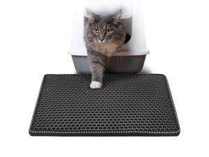 Cat Litter Mat, Kitty Litter Trapping Mat, Double Layer Mats with MiLi Shape Scratching design, Urine Waterproof, Easy Clean, Scatter Control 21" x 14" Black Cat Litter Mat, Kitty Litter Trapping Mat, Double Layer Mats with MiLi Shape Scratching design, Urine Waterproof, Easy Clean, Scatter Control 21" x 14" Black