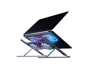 Aluminum Alloy Double Fan Lifting Type Notebook Stand Foldable Fan Cooling Adjustable Holder For Notebook Computers