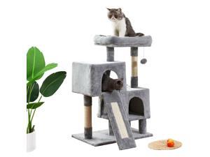 34.4" Cat Tree Apartment with Sisal Grab Bar, Grab Board, Plush and Double Room, Cat Tower Furniture, Kitten Activity Center, Kitten Play House 34.4" Cat Tree Apartment with Sisal Grab Bar, Grab Board, Plush and Double Room, Cat Tower Furniture, Kitten Activity Center, Kitten Play House