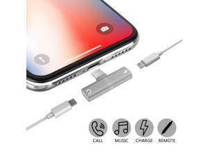 2 in 1 For Lightning Adapter Converter Portable Mobile Phone Charging Jack Audio Jack For IPhone (Silver)