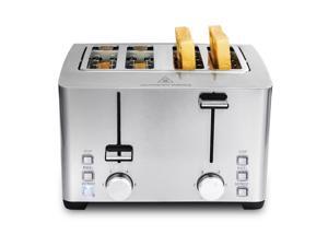 Toaster 4 Slice, Stainless Steel Extra-Wide Slot Toaster with Dual Control Panels of Bagel/Defrost/Cancel Function, 6 Toasting Bread Shade Settings, Removable Crumb Trays, Auto Pop-Up, 1500W Toaster 4 Slice, Stainless Steel Extra-Wide Slot Toaster with Dual Control Panels of Bagel/Defrost/Cancel Function, 6 Toasting Bread Shade Settings, Removable Crumb Trays, Auto Pop-Up, 1500W