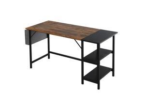 Computer Desk,Writting Desk with Storage Shelves,55.12 inches,Industrial Metal and Wooden Fashion Latop Desk for Home Office