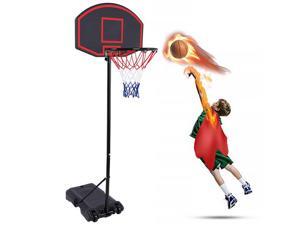 Portable Basketball Hoop System Shatterproof Backboard Wheels Height Adjustable Matte Black 1.5m-2.4m