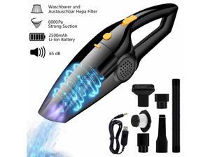 Handheld Vacuum Cleaner, Rechargeable Cordless Vacuum Cleaner Battery 2200mAh 6000PA 120W Fast Charging for Home Car Black Handheld Vacuum Cleaner, Rechargeable Cordless Vacuum Cleaner Battery 2200mAh 6000PA 120W Fast Charging for Home Car Black