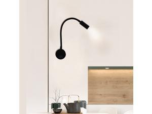 3W Flexible LED Gooseneck Bedside Reading Light Plug in Wall Light Cylinder with Sheath No Line(Black) 3W Flexible LED Gooseneck Bedside Reading Light Plug in Wall Light Cylinder with Sheath No Line(Black)