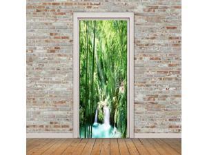 3D Forest Waterfall Door Sticker Self Adhesive Removable Door Wall Mural Wallpaper for Home Decoration 3D Forest Waterfall Door Sticker Self Adhesive Removable Door Wall Mural Wallpaper for Home Decoration