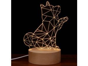 1pc 3D LED Light Lamp Desk Lamp Bedside Lamp Solid Wood Base Cartoon Shape Design for Decor (Button Switch Akita Dog with Bell) 1pc 3D LED Light Lamp Desk Lamp Bedside Lamp Solid Wood Base Cartoon Shape Design for Decor (Button Switch Akita Dog with Bell)