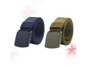 2 Pcs Canvas Belt Lightweight Waist Band Plastic Buckle Adjustable Ourdoor Training Waist Webbings(Black + Green) 2 Pcs Canvas Belt Lightweight Waist Band Plastic Buckle Adjustable Ourdoor Training Waist Webbings(Black + Green)