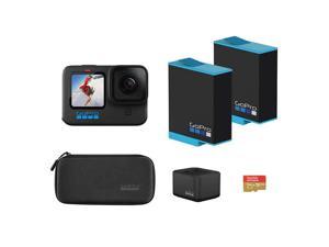 GoPro HERO10 Black Waterproof Action Camera Bundle - Dual Battery Charger, Extra Battery, 64GB MicroSD