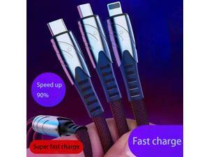 3 in 1 data cable, 1 drag 3 wire, fast charging data cable for mobile phone, car, car and home office.Denim Blue