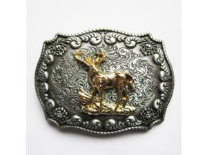 Western Men Zinc alloy Leather Belt Buckle Deer Rodeo Double Color Cowboy Shape Pattern Western Men Zinc alloy Leather Belt Buckle Deer Rodeo Double Color Cowboy Shape Pattern