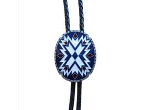 Mens Womens Metal Western Southwest Blue And White Plaid Black Leather Rope Necklace Poirot Tie Mens Womens Metal Western Southwest Blue And White Plaid Black Leather Rope Necklace Poirot Tie