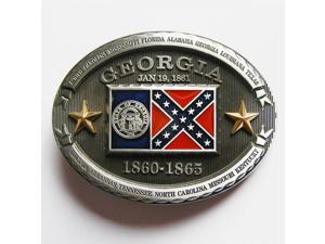 New Vintage Georgia Flag Oval Belt Buckle New Vintage Georgia Flag Oval Belt Buckle