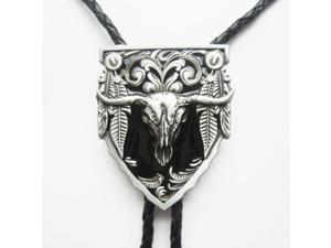 Mens Womens Metal Western Indian Spearhead Bull Head Black Leather Rope Necklace Polo Tie Mens Womens Metal Western Indian Spearhead Bull Head Black Leather Rope Necklace Polo Tie