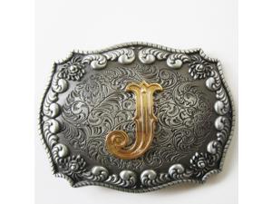 Western Men‘s Zinc alloy Leather Belt Buckle Cowboy Initial Letter J shape Pattern Western Men‘s Zinc alloy Leather Belt Buckle Cowboy Initial Letter J shape Pattern