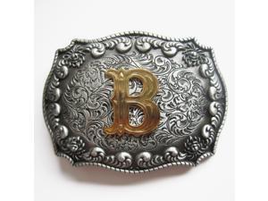 Western Men‘s Zinc alloy Leather Belt Buckle Cowboy Initial Letter B shape Pattern Western Men‘s Zinc alloy Leather Belt Buckle Cowboy Initial Letter B shape Pattern