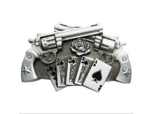 Western Men Zinc alloy Leather Belt Buckle Silver Double Gun Pattern Western Men Zinc alloy Leather Belt Buckle Silver Double Gun Pattern