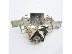 New Bright Silver Guns Star Lighter Belt Buckle New Bright Silver Guns Star Lighter Belt Buckle