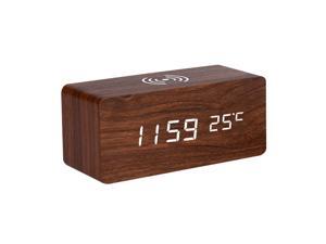 Ochine Multifunctional Digital Wooden Alarm Clock With Wireless Charging Function, 3 Alarm LED Displays, Sound Control And Snooze, Brightness Adjustable Ochine Multifunctional Digital Wooden Alarm Clock With Wireless Charging Function, 3 Alarm LED Displays, Sound Control And Snooze, Brightness Adjustable
