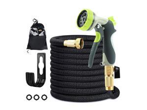 50 ft Garden Hose, Expandable Water Hose with 3/4 Solid Brass Fittings, Double Latex Core Wear-Resis