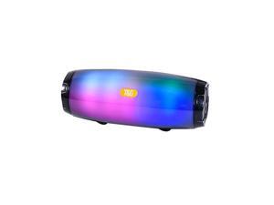 TG-165C Portable Bluetooth Speaker Stereo Leather Column 5 Flash Style LED Subwoofer Wireless Outdoor Music Box FM Radio For Camping Black