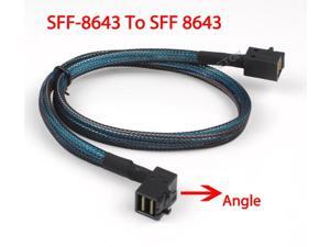 MINI SAS SFF-8643 to SAS SFF 8643 12Gbps HD Mini-SAS Right Angle Cable Convertor 50cm