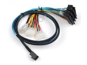Mini SAS SFF-8643 to 4 SAS 29pin SFF-8482 W/ IDE Power SATA Data Converter Cable RHS36-4819 1M