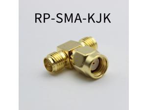 RP SMA 3 Way Splitter Connector Socket T-Type RP SMA Male To 2 Dual RP SMA Female Gold Plated Brass Coaxial RF Adapter Connector