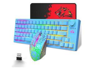 2.4GHz Wireless Gaming Keyboard and Mouse Combo,12 RGB Backlight,Mechanical Keyboard and Mute Mice for PC,PS4,Laptops