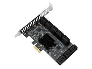 SATA PCIE 1X Adapter 16 Ports PCIE to SATA 3.0 6Gbps Interface Rate Riser Expansion Card for Desktop PC Computer