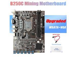 B250C BTC Mining Motherboard+Thermal Grease+SATA Cable 12XPCIE to USB3.0 GPU Slot LGA1151 DDR4 MSATA for ETH Miner