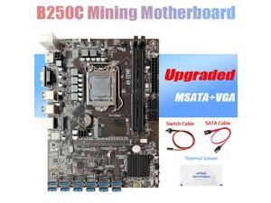 B250C BTC Mining Motherboard+Thermal Grease+Switch Cable+SATA Cable 12XPCIE to USB3.0 GPU Slot LGA1151 for ETH Miner
