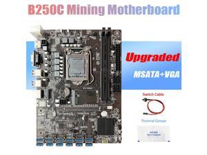 B250C BTC Mining Motherboard+Thermal Grease+Switch Cable 12XPCIE to USB3.0 GPU Slot LGA1151 DDR4 MSATA for ETH Miner