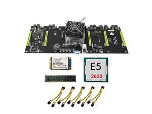 ETH79X5B BTC Mining Motherboard with E5 2620 CPU+128G SSD+8G DDR3 RAM+Fan+5 Power Cable H61 LGA2011 80mm PCIE 16X Slot