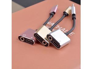 OIAGLH 2 In 1 USB C Adapter 35mm Jack Charge Cable For Note 10 Plus S20 Fe Note20 Ultra Splitter Type C To Dual USBC Converter