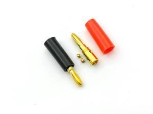 OIAGLH 100pcs Speaker banana plug Gold plate connector 45mm black and red