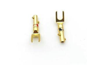 OIAGLH 100pcs brass Nakamichi Gold Plated Speaker Banana Spade Plug Audio connector