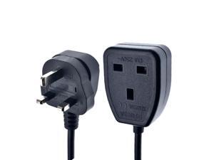 5ft UK BS1362 Power Extension Cord With Fuse, Male Plug to UK Female Socket Power Plug Adapter Cable For Singapore Malaysia