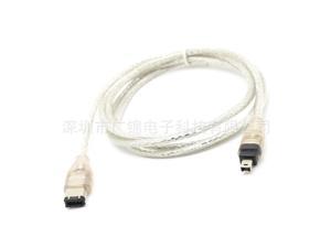 IEEE 1394 FireWire 4Pin to 6Pin Adapter Data Extension Power Cable Pure Coppter Wire Clear White 1.5M